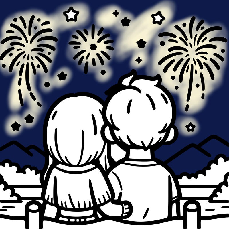 couple watching fireworks