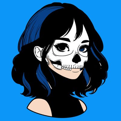 realistic girl with skull