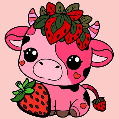 cute strawberry cow