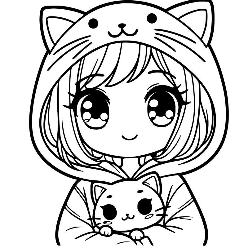 girl with cat hoodie