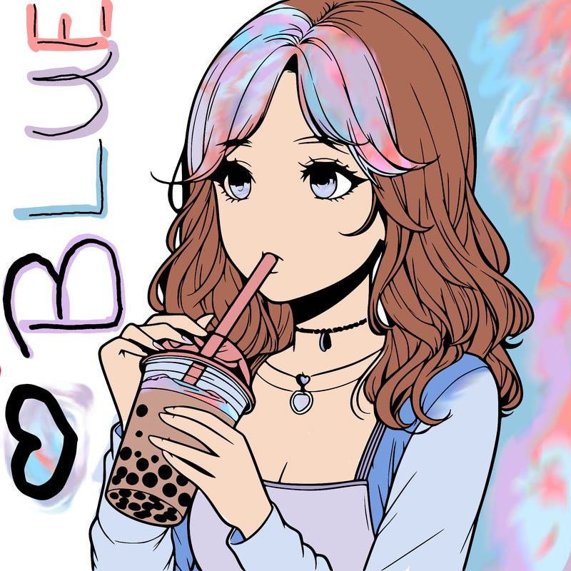 realistic girl drinking boba tea