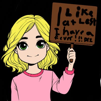realistic girl holding up a sign