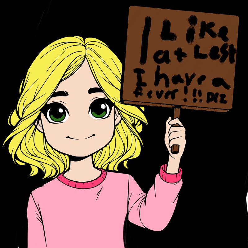 realistic girl holding up a sign