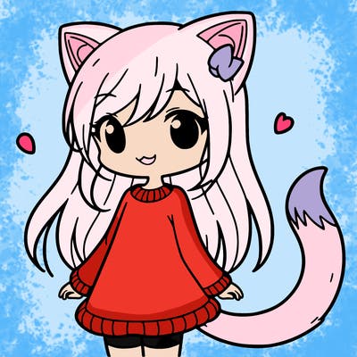 girl with cat ears and tail