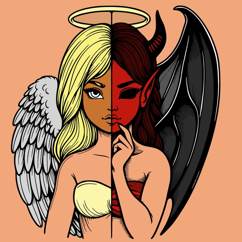 realistic angel half demon