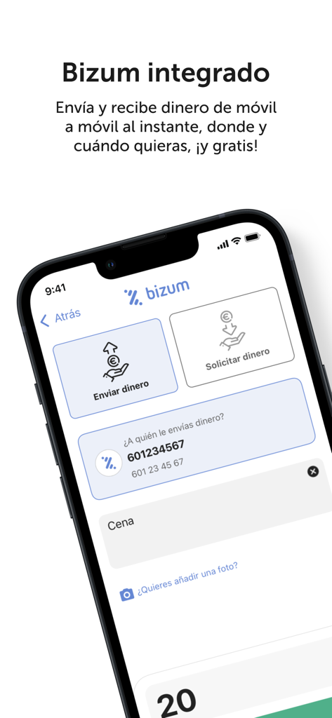 ABANCA - Mobile Banking - ABANCA mobile banking app showing integrated Bizum feature for sending and requesting money