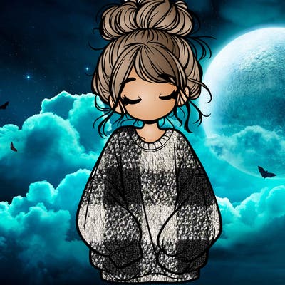 girl with baggy sweatshirt and messy bun