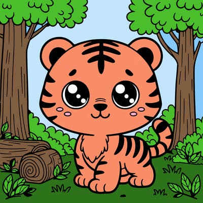 cute tiger in forest