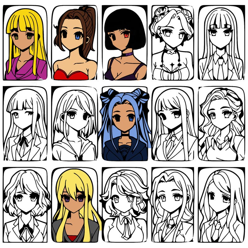girls that look diffrent anime