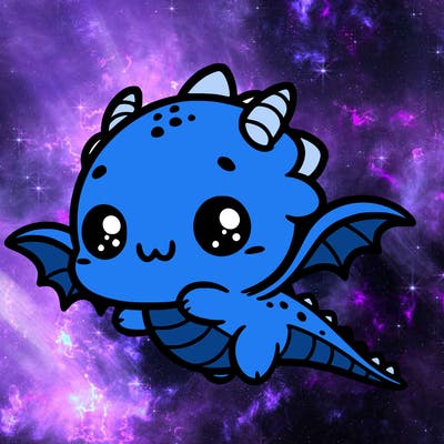 a kawaii-style cute dragon fkying with a playful face.