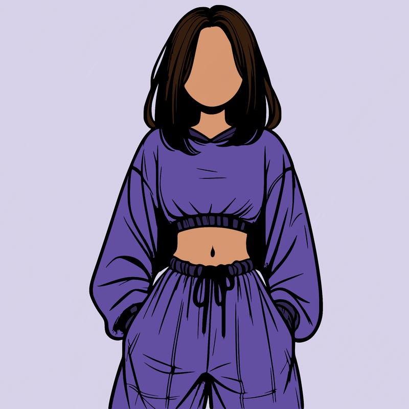 realistic girl faceless with baggy pants and a crop top