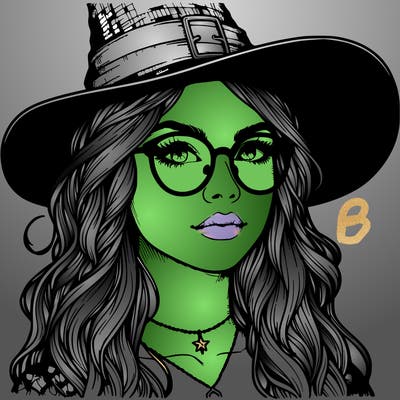 a witch with glasses realistic