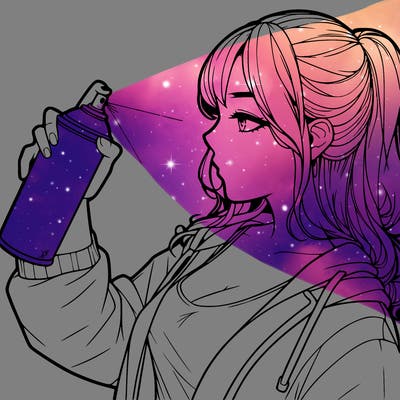 a realistic girl spray, painting