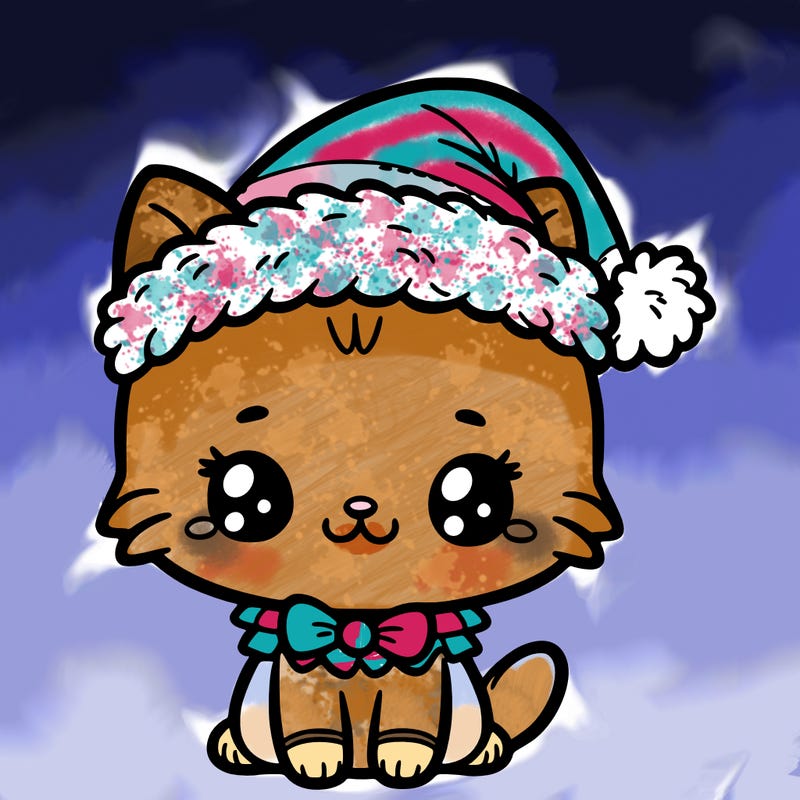 cute kitten with christmas hat on