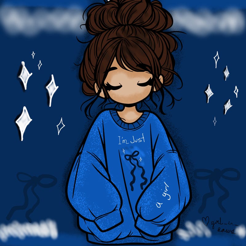 girl with baggy sweatshirt and messy bun