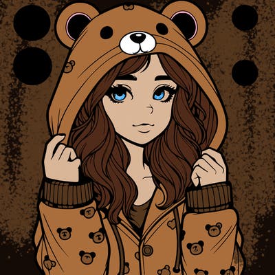 realistic girl in a animal pjs hoodie