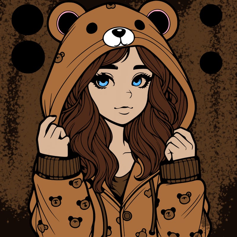 realistic girl in a animal pjs hoodie