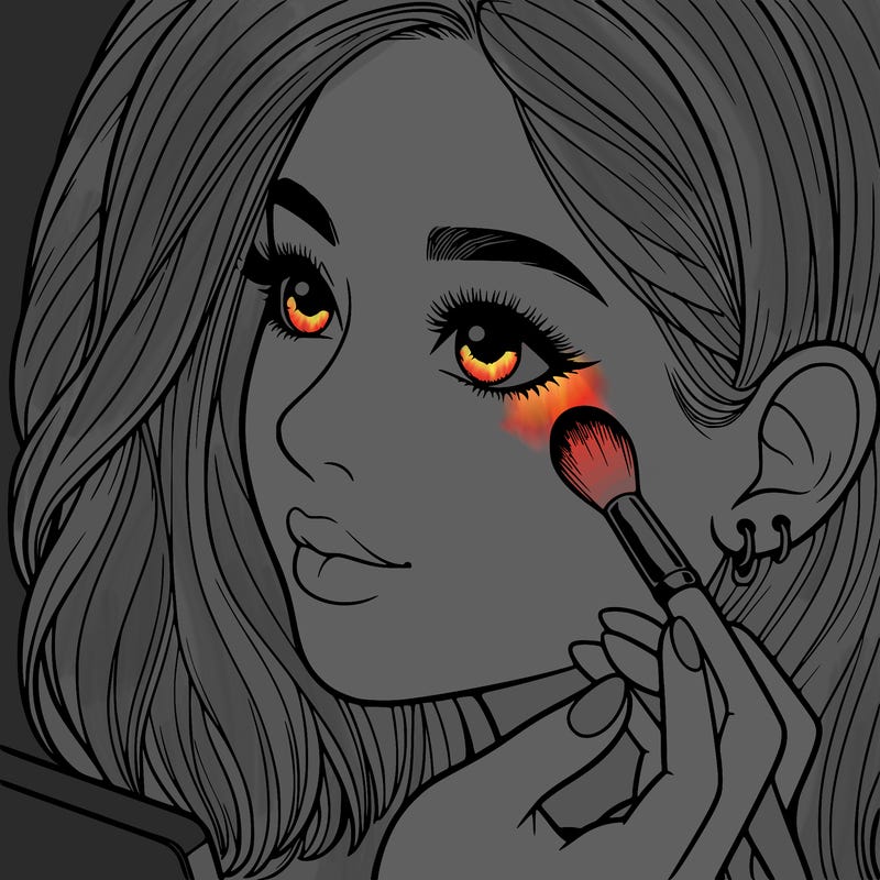 a realistic girl doing her makeup