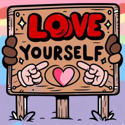 a sign where it is written: love yourself