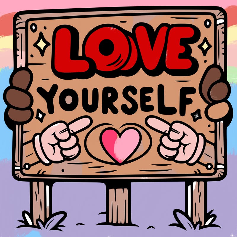 a sign where it is written: love yourself