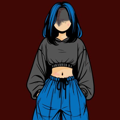 realistic girl faceless with baggy pants and a crop top