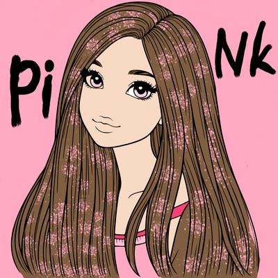 realistic girl with long straight hair