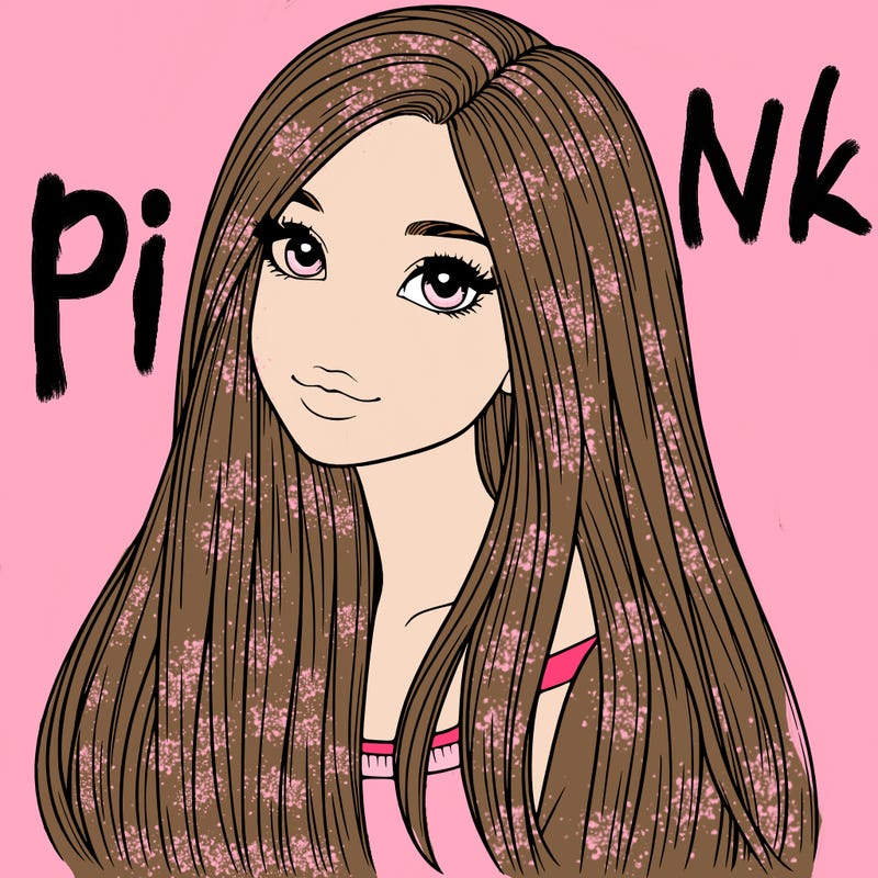 realistic girl with long straight hair