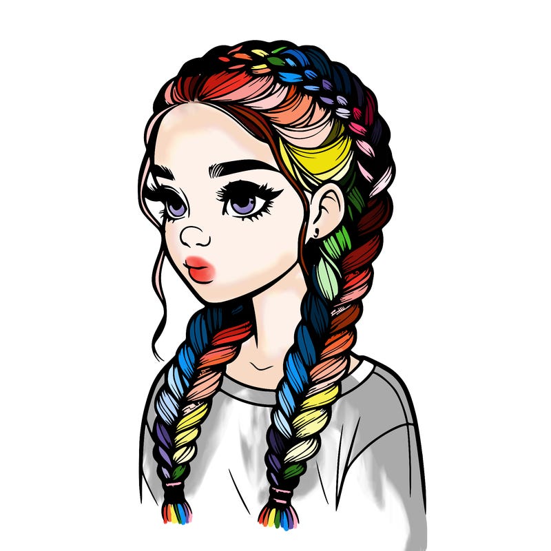 realistic girl with braids