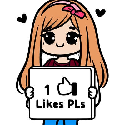 girl holding a sign saying 10 likes pls