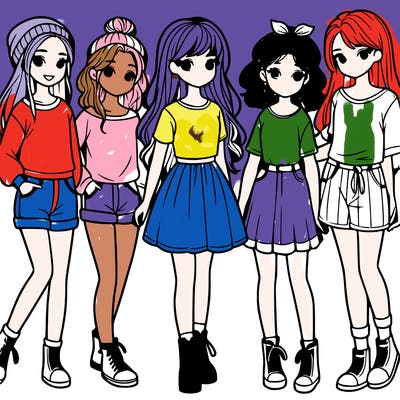 a group of five girls