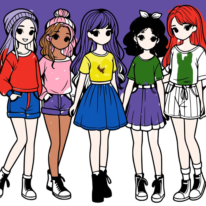 a group of five girls