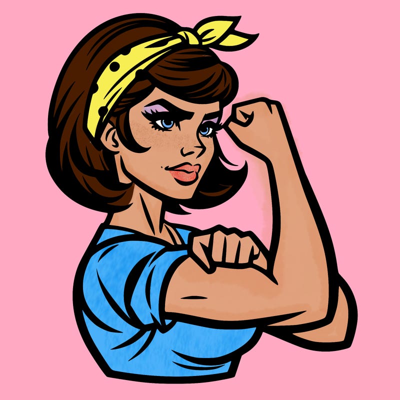 strong woman with a 60s american ad style