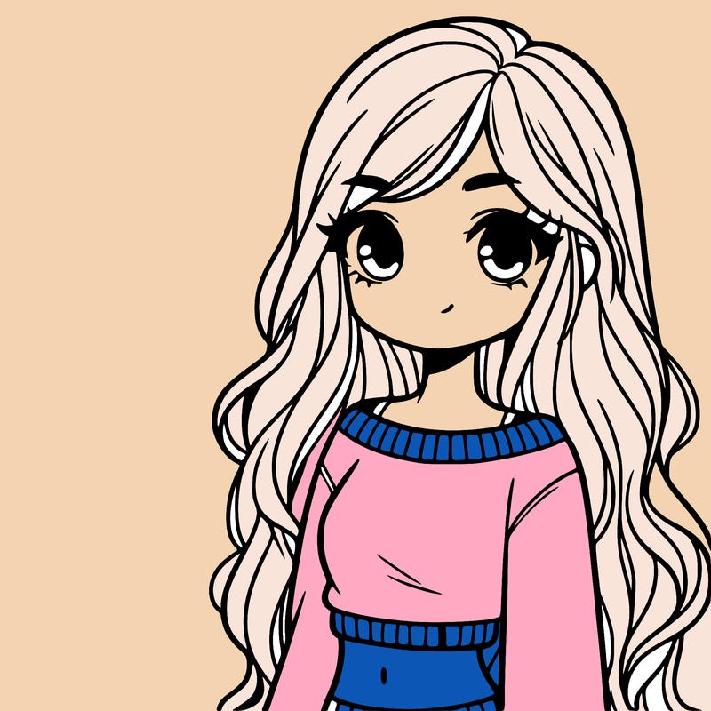 girl with long hair and a crop top with a sweater