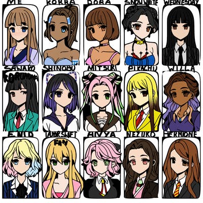 girls that look diffrent anime