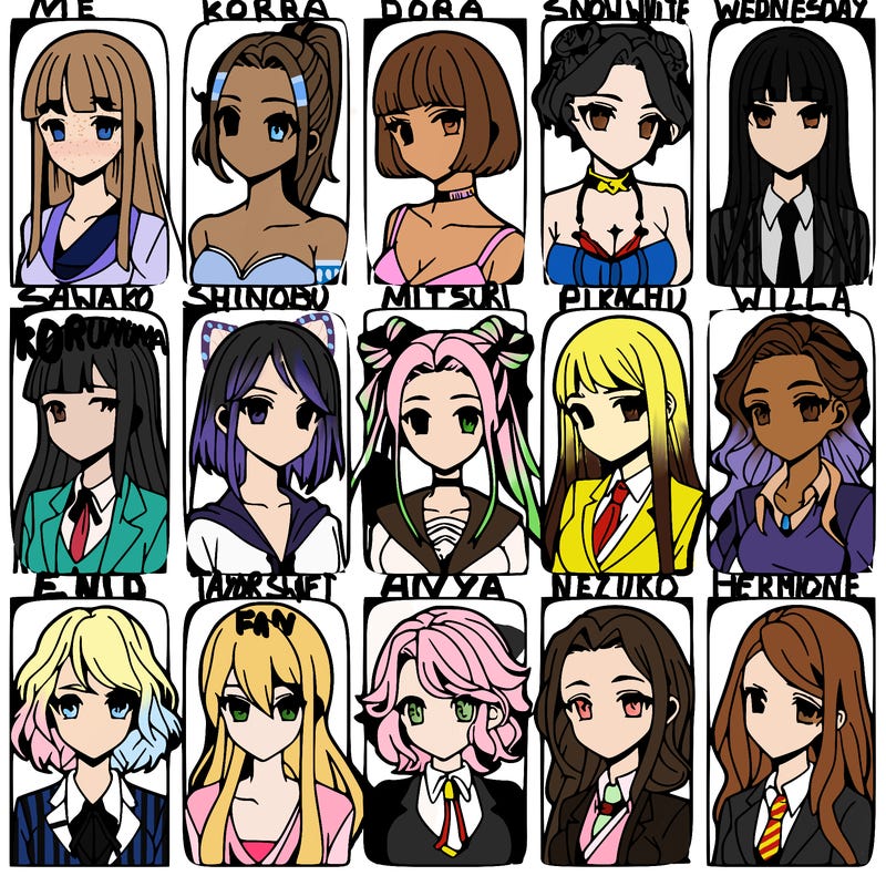 girls that look diffrent anime