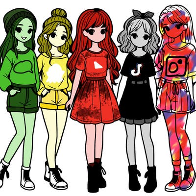 a group of five girls