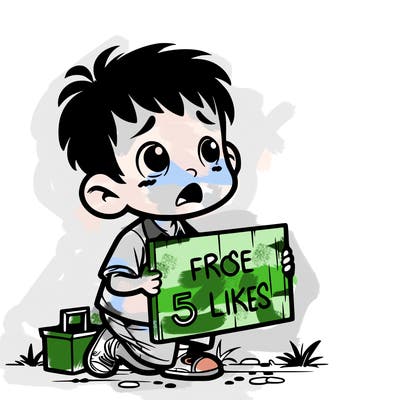 poor kid begging for 5 likes