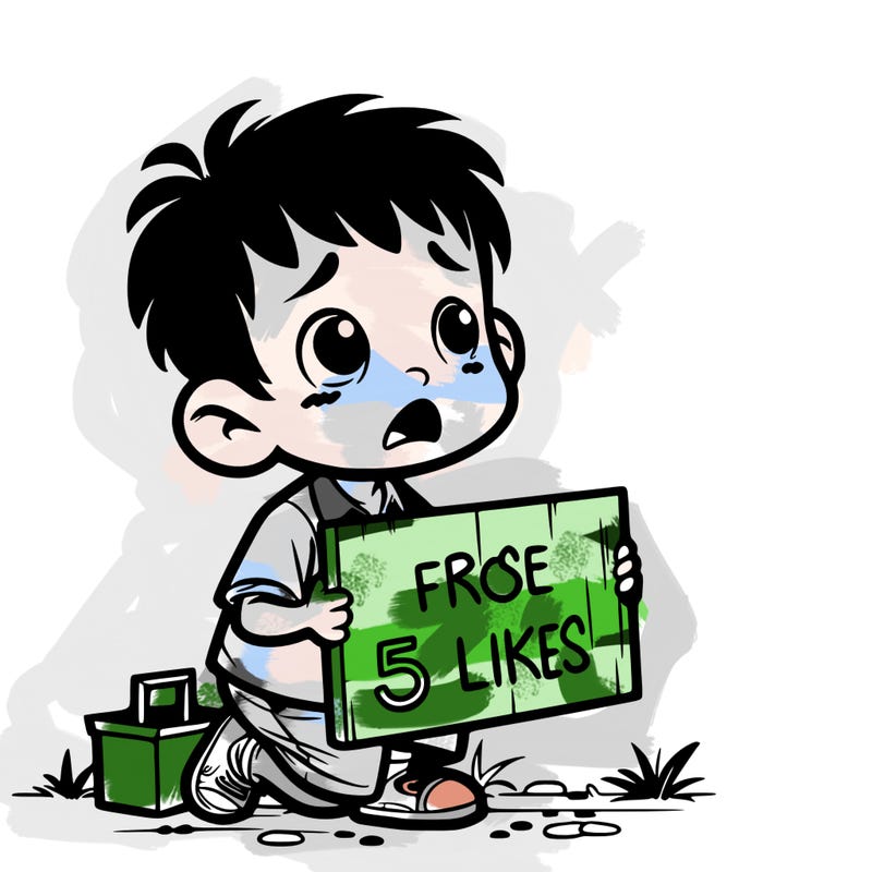 poor kid begging for 5 likes