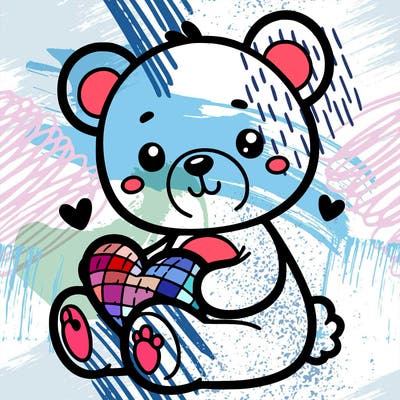 cute adorable bear with heart stuffed animal