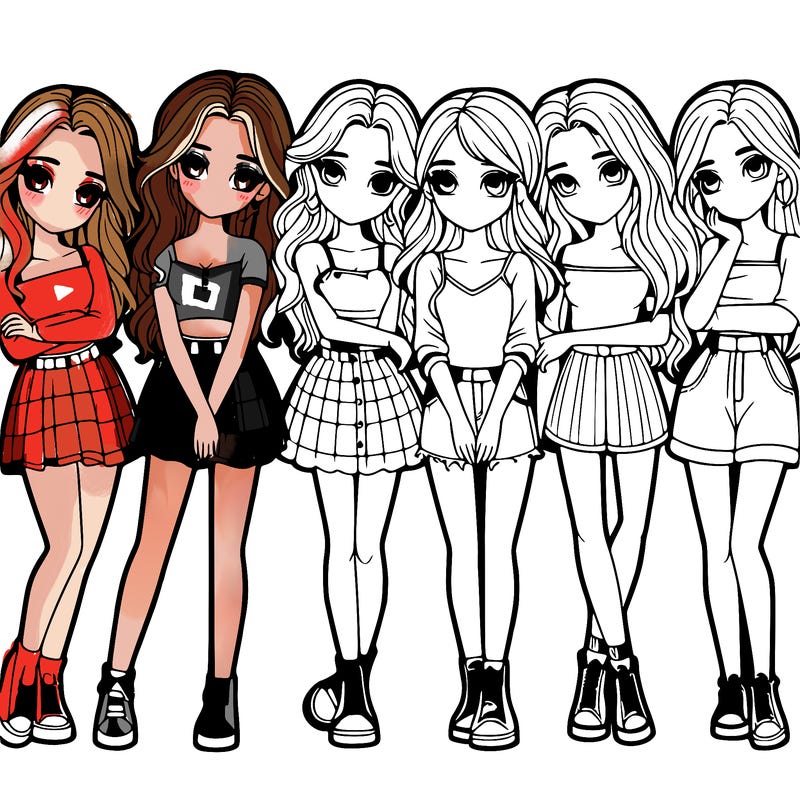 a group of girls realistic