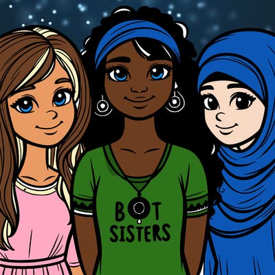 three sisters with a best sisters necklace