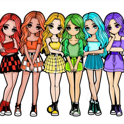 a group of girls realistic