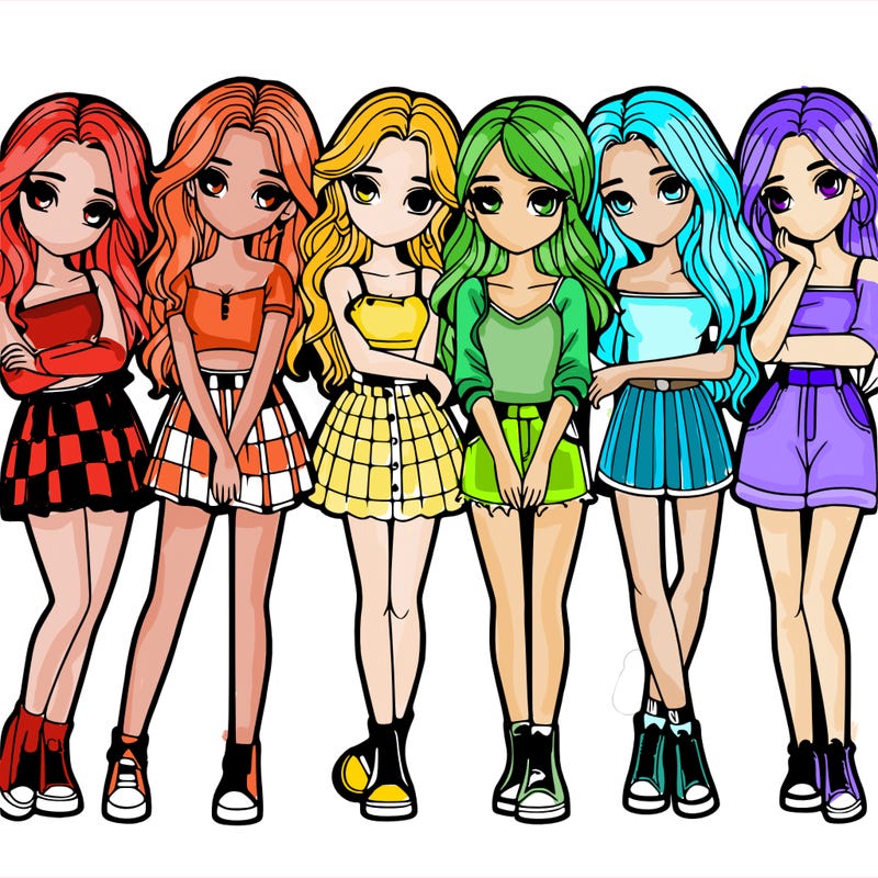 a group of girls realistic