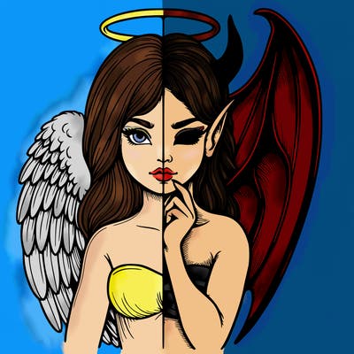 realistic angel half demon