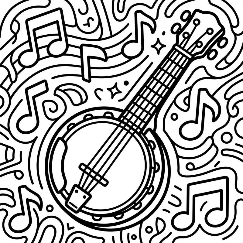 Get ready for musical adventures with this adorable banjo coloring page, specially made for toddlers! Its bold lines and simple design are perfect for tiny hands to explore colors and boost creativity.