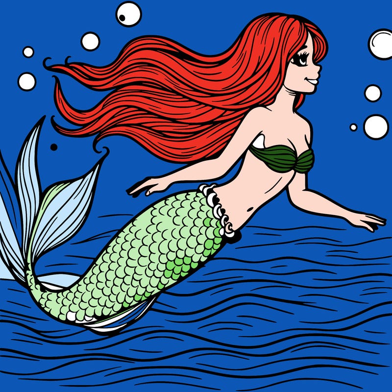 a realistic mermaid swimming
