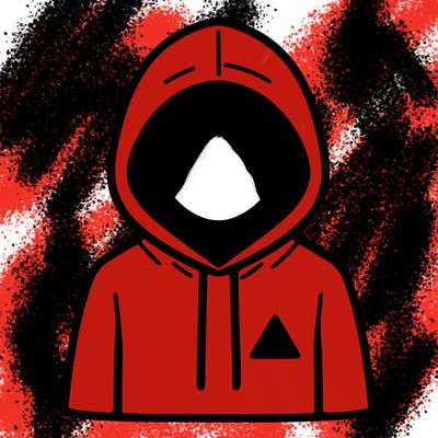 a person with non face waering a hoodie with a small triangle symbol