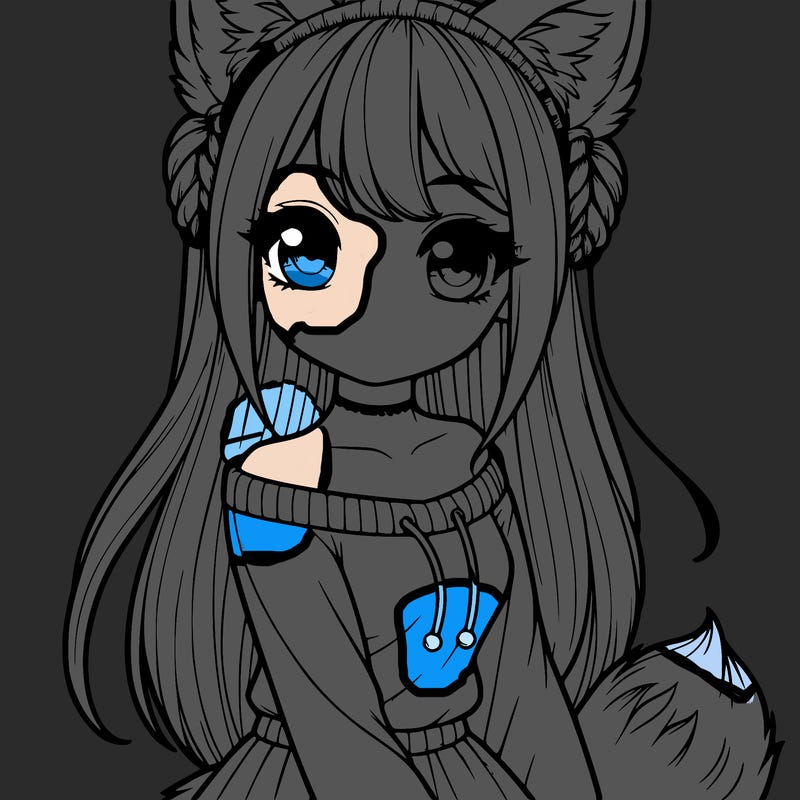 realistic girl with fox ears and tail