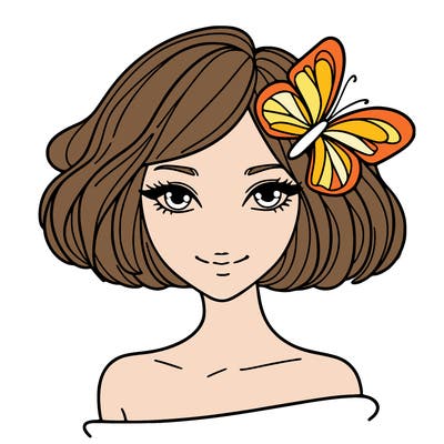woman with butterfly short hair