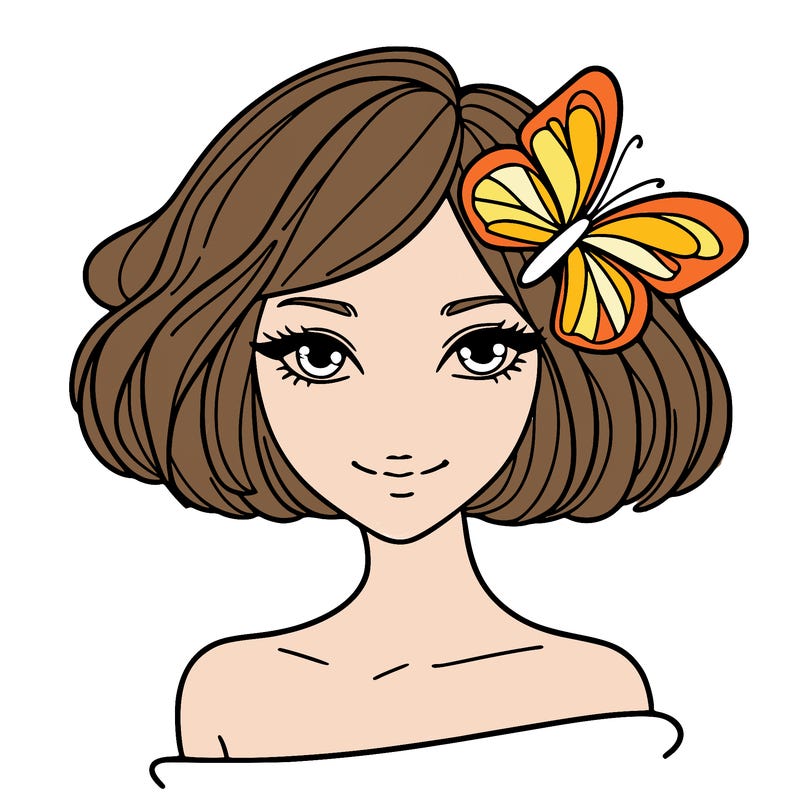 woman with butterfly short hair